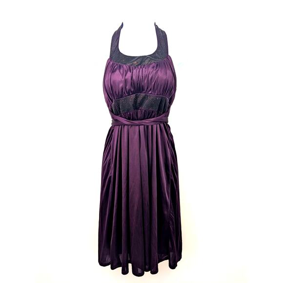 Y2K City Triangles Babydoll Dress Sz S Purple Hoco Formal Sparkly Fairy Prom - Picture 1 of 5
